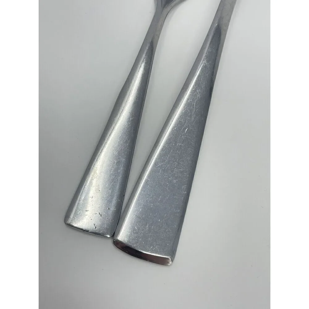 Oneida Grayson Glossy Stainless Serving Fork 9” And Salad Fork 7”